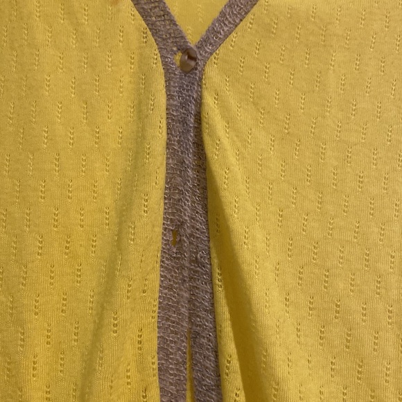 Yellow and Light Gray Button Up Cardigan - Picture 3 of 4